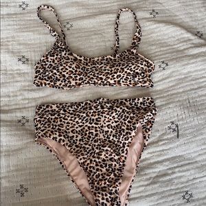 High waisted leopard bikini set
